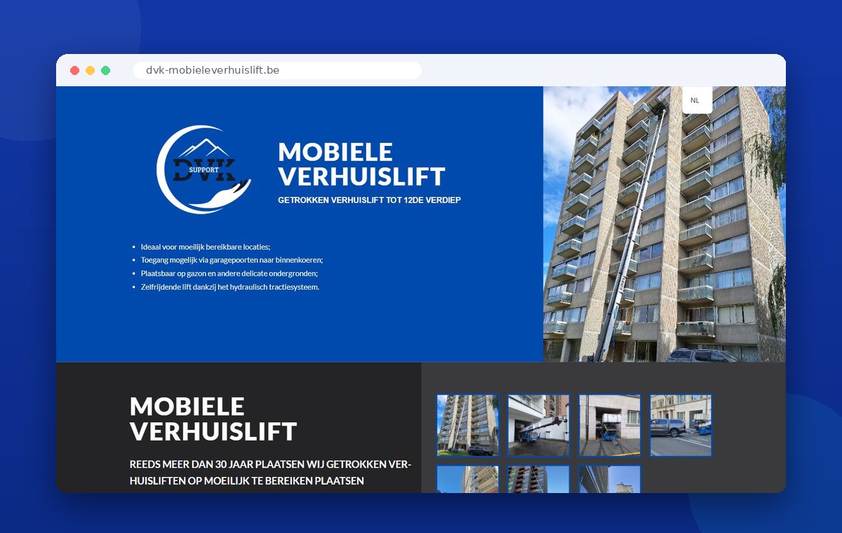 Referentie: website DVK Mobiele Verhuislift